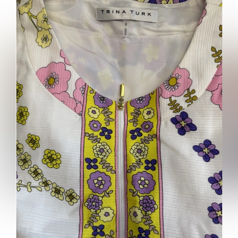 Trina Turk Arboretum floral-print mini shift dress Size 8 Excellent Condition - Picture 7 of 11